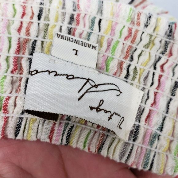 Vintage Havana‎ Multi Color Stripe Romper Linen Overall Shorts Large - Picture 6 of 15